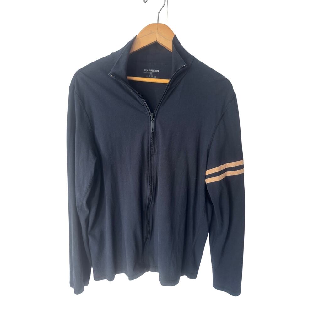 Express Men’s Full Zip Cotton Lightweight Track Jacket Blue Size M Stripe